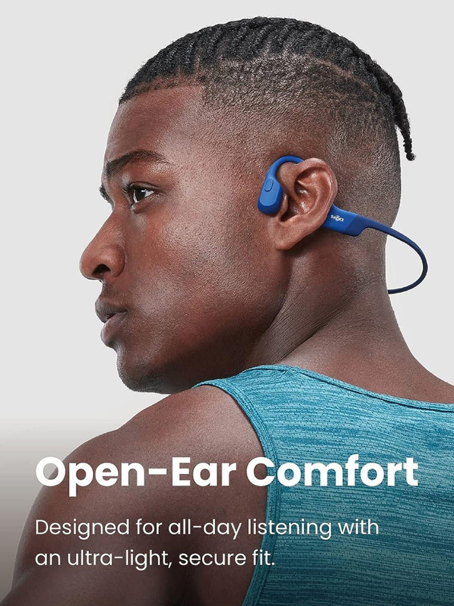 Shokz OpenRun Open-Ear Bone Conduction Sport Headphone (Blue)