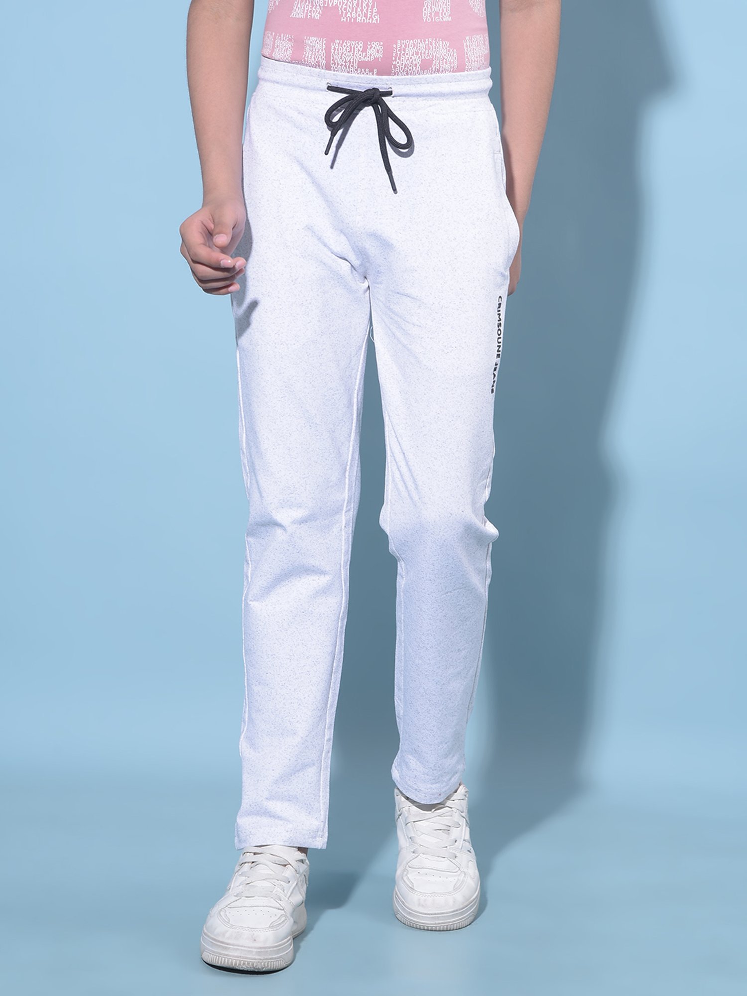 Crimsoune Club Boys White Textured Trackpants