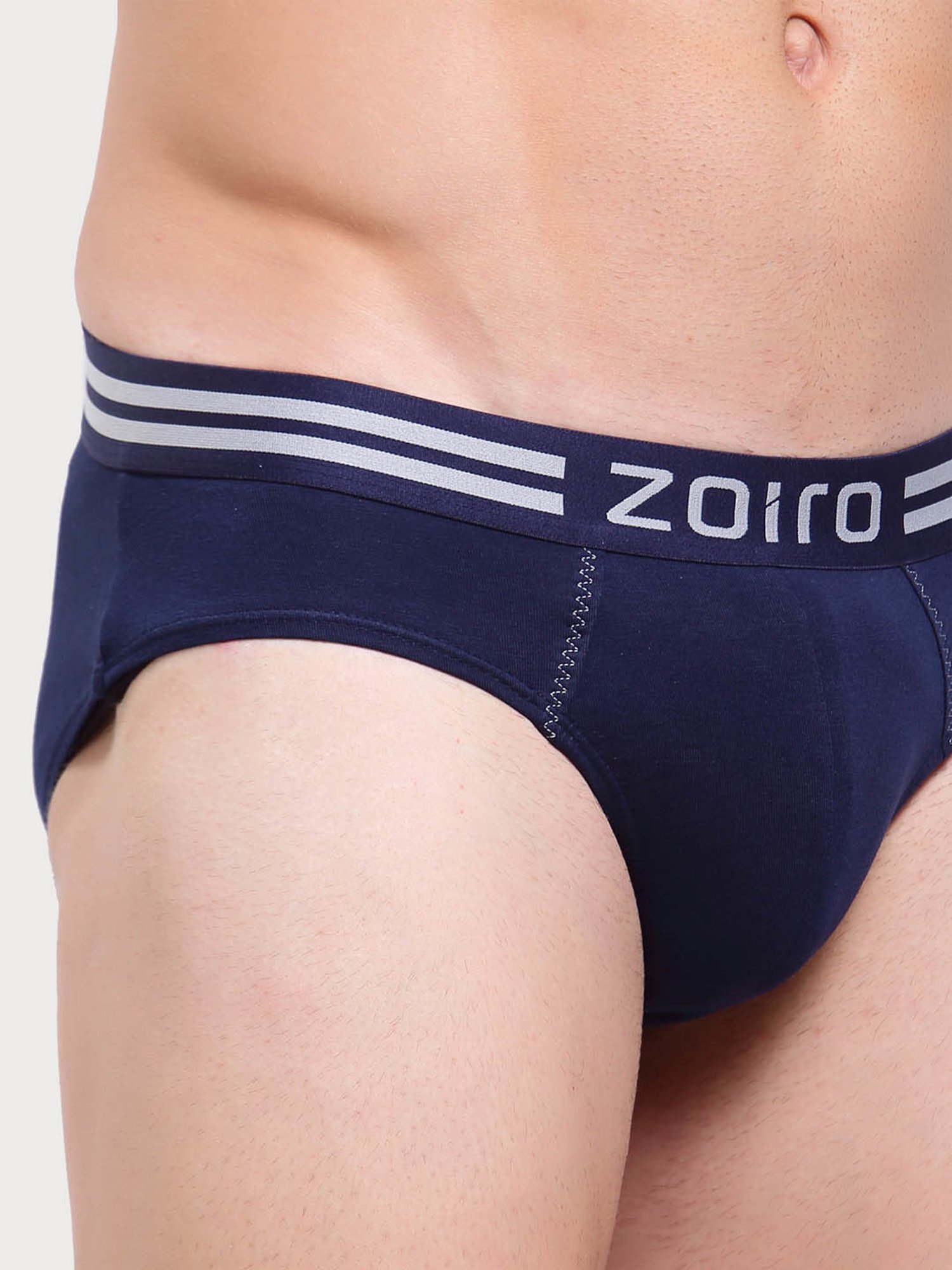 Zoiro Black & Dark Denim Cotton Regular Fit Briefs - Pack Of 2