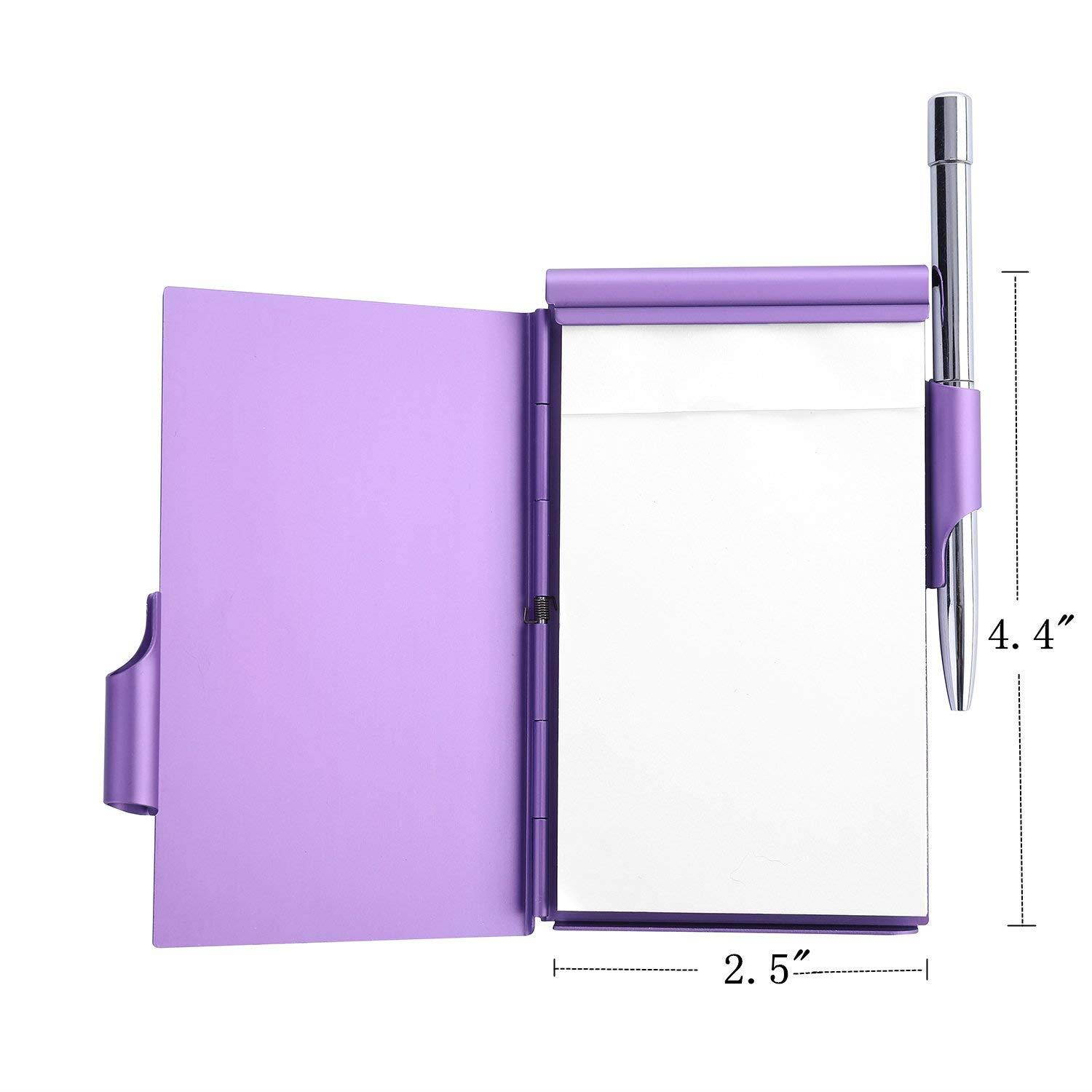 Metal Pocket Notebook-Convenient Aluminum Note Case with Mini Pen and Notepad-AMASSAN