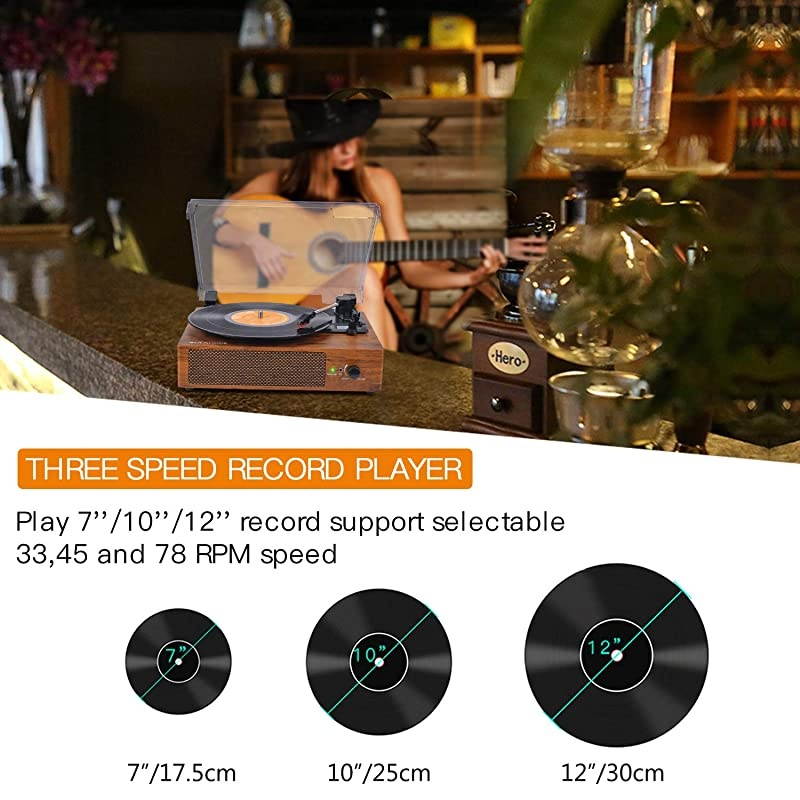 Player Turntable Vinyl Player with Speakers Turntables for Vinyl s 3 Speed Belt Driven Vintage Player Vinyl Player Music Vinyl Turntable