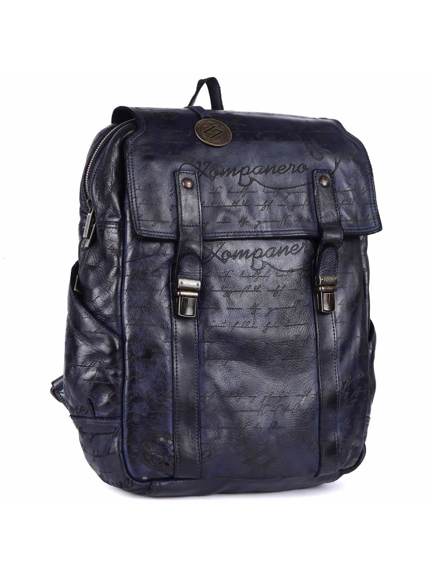 KOMPANERO Maverick Blue Leather Solid Backpack