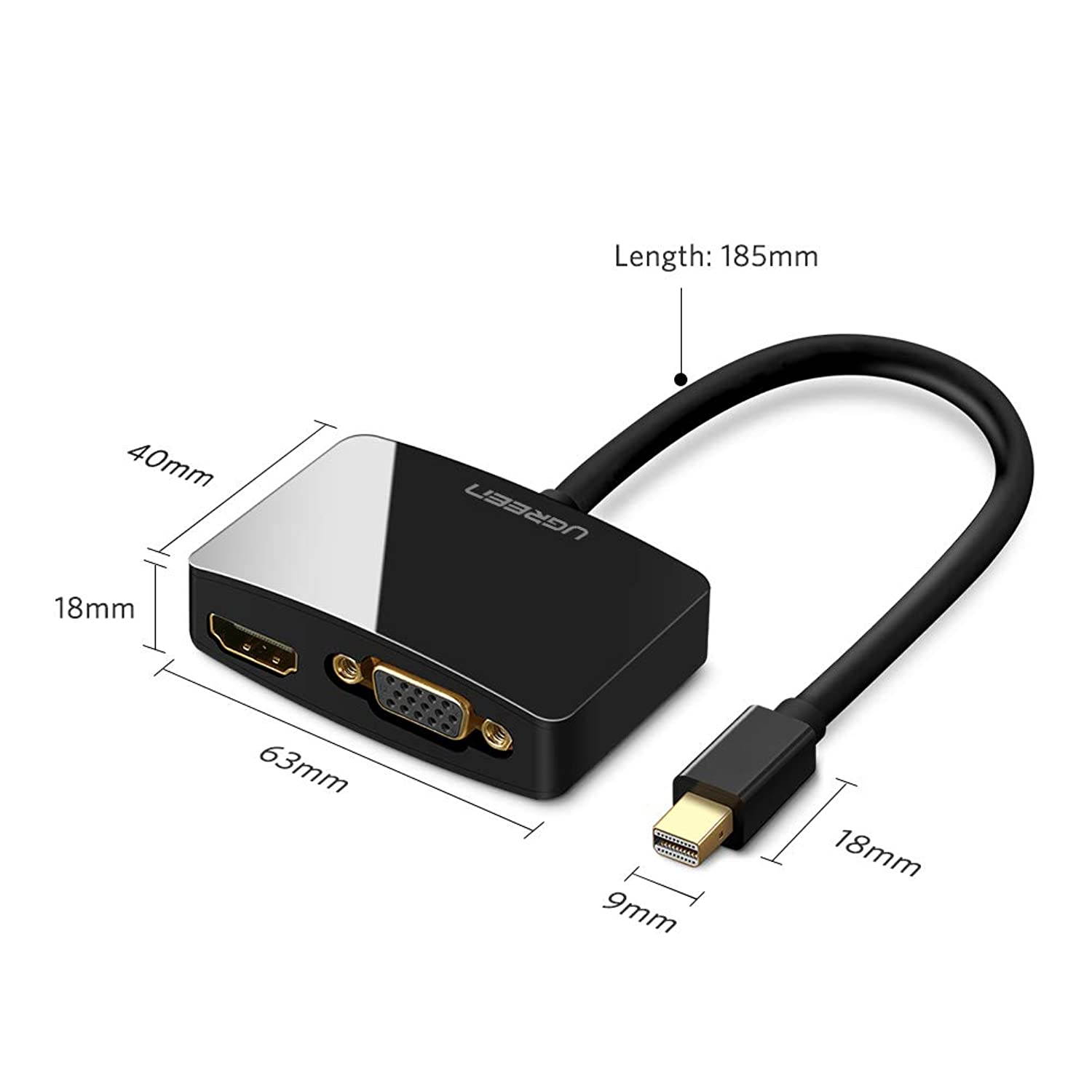 UGREEN Mini DisplayPort to HDMI VGA Adapter Converter 4K Thunderbolt 2.0 Compatible for MacBook Pro, MacBook Air, iMac, Surface Pro 1 2 3 4 6, Surface Laptop 2, Surface Book, ThinkPad X1 (Black)
