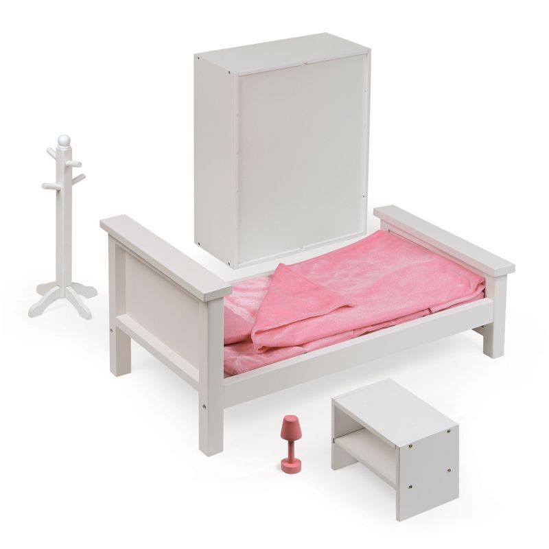 Bedroom Furniture Set for 18" Dolls - White/Pink