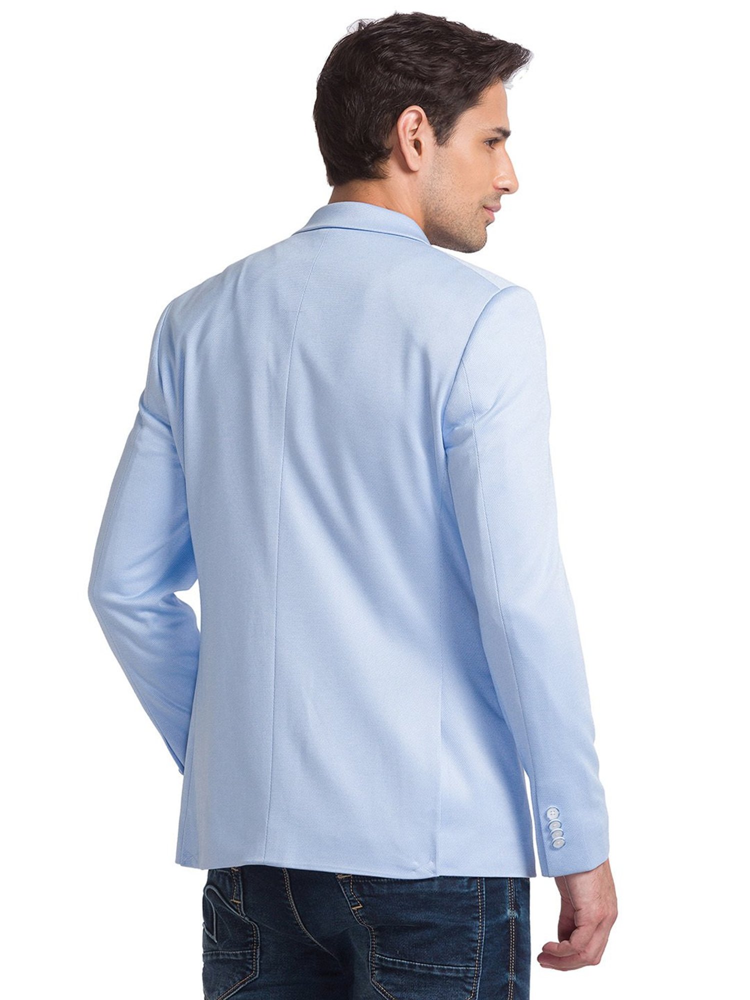 Park Avenue Blue Regular Fit Notched Lapel Blazer