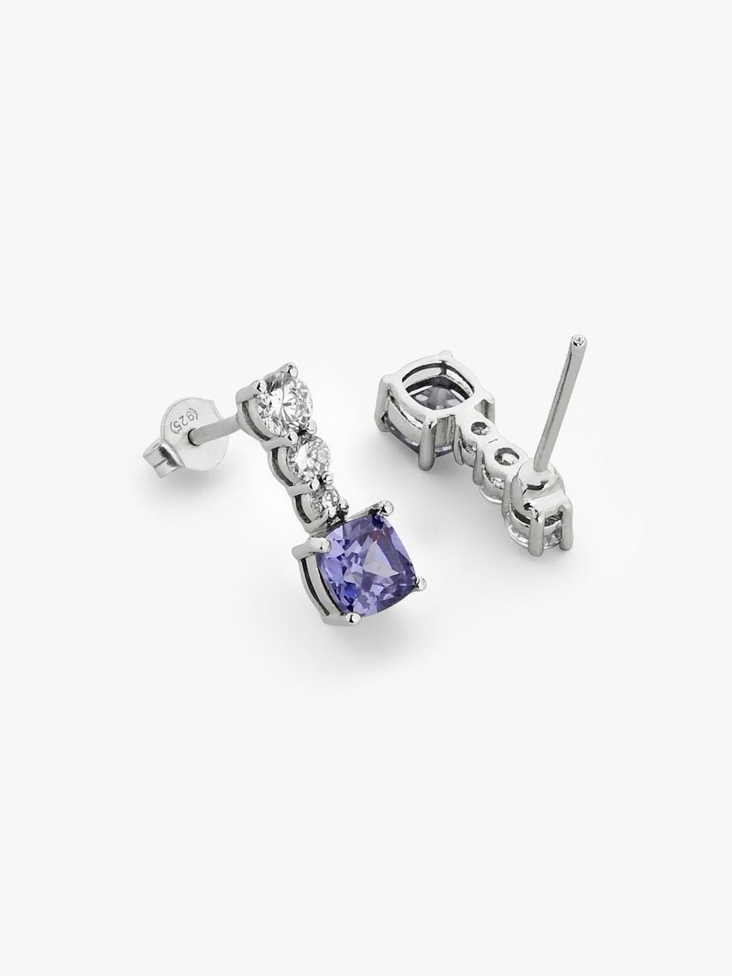 March by FableStreet Sterling Silver Tanzanite Drop Earrings for Women