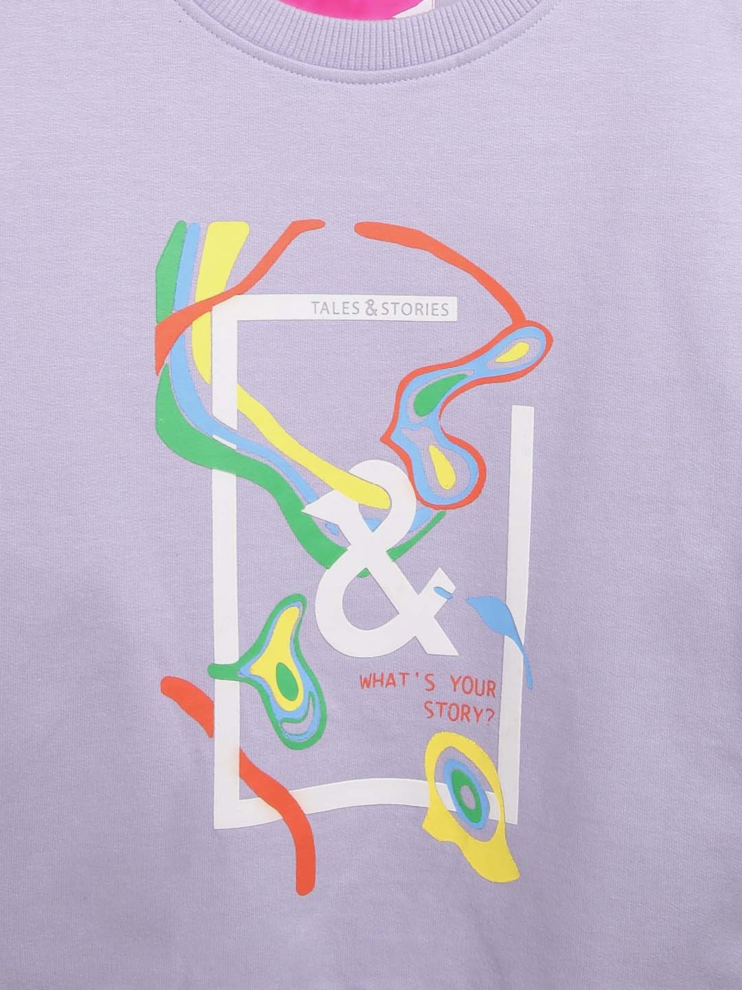 Tales & Stories Kids Lilac Printed Full Sleeves Sweatshirt