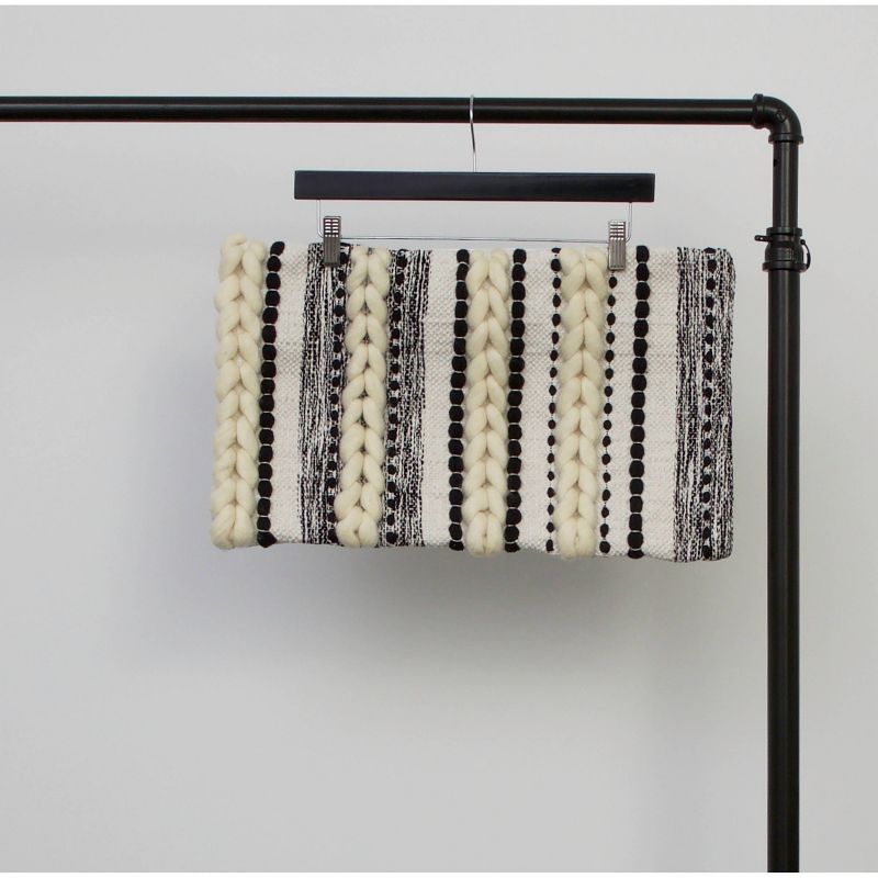 12"x20" Anya Braided Applique Stitched Pillow Shell Jet Black - Décor Therapy