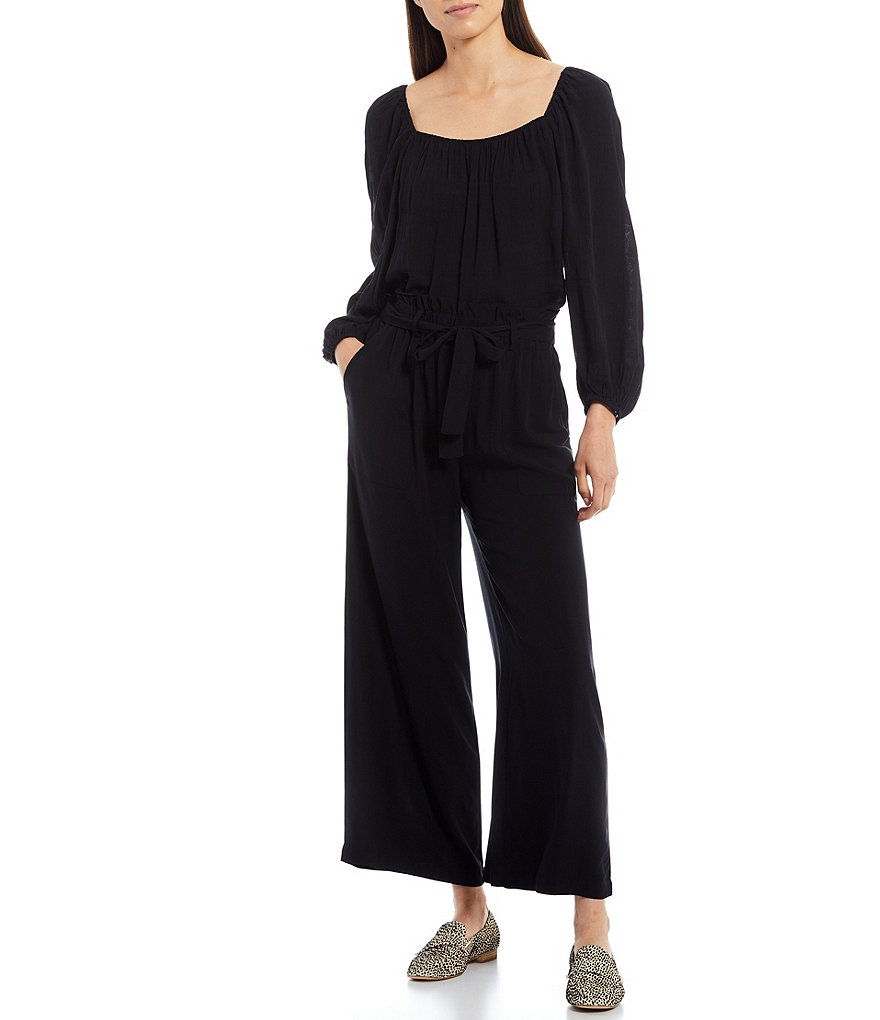 Sanctuary Square Neck Long Blouson Sleeve Sunset Top