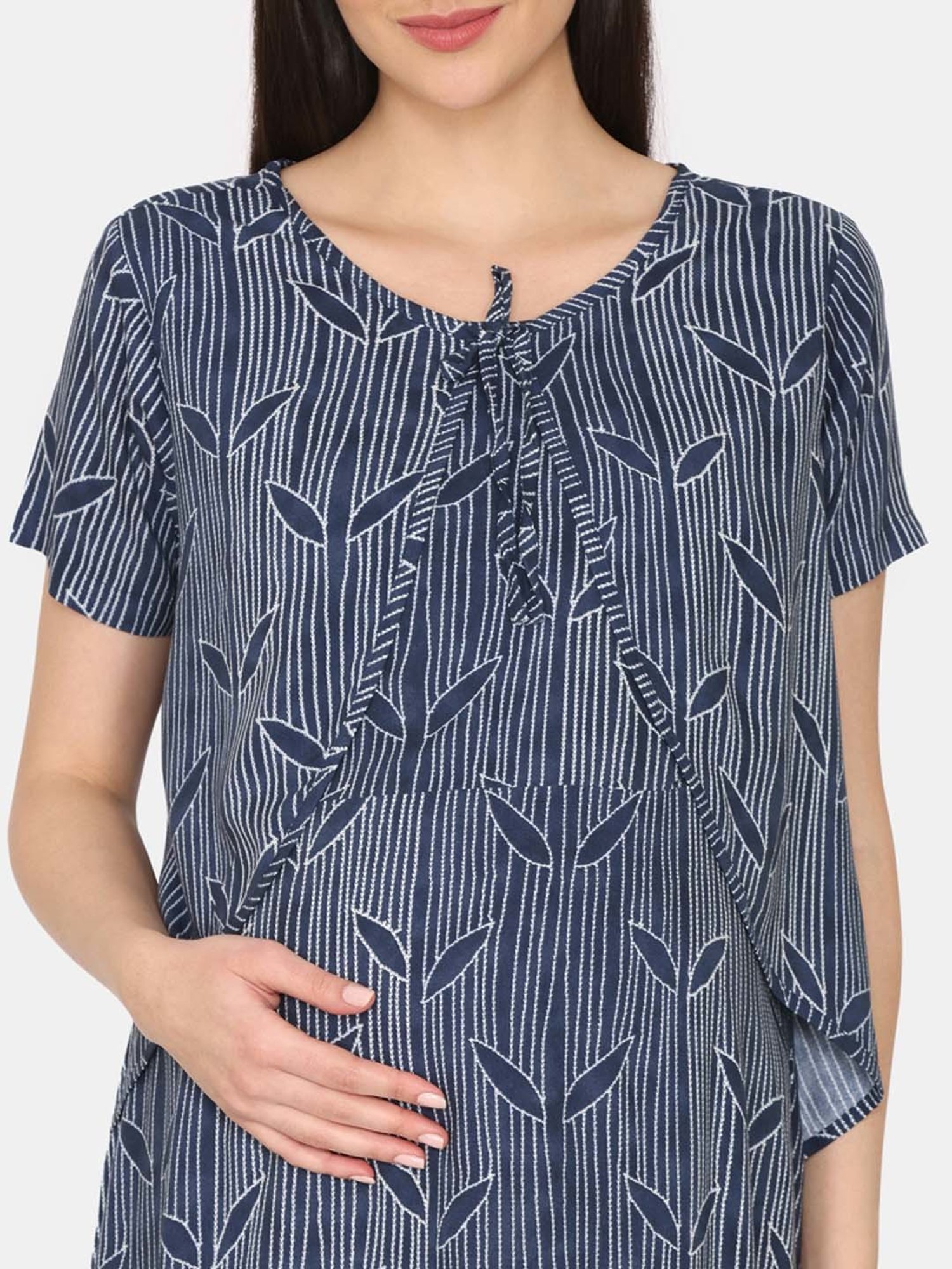 Coucou by Zivame Blue Printed Maternity Nighty