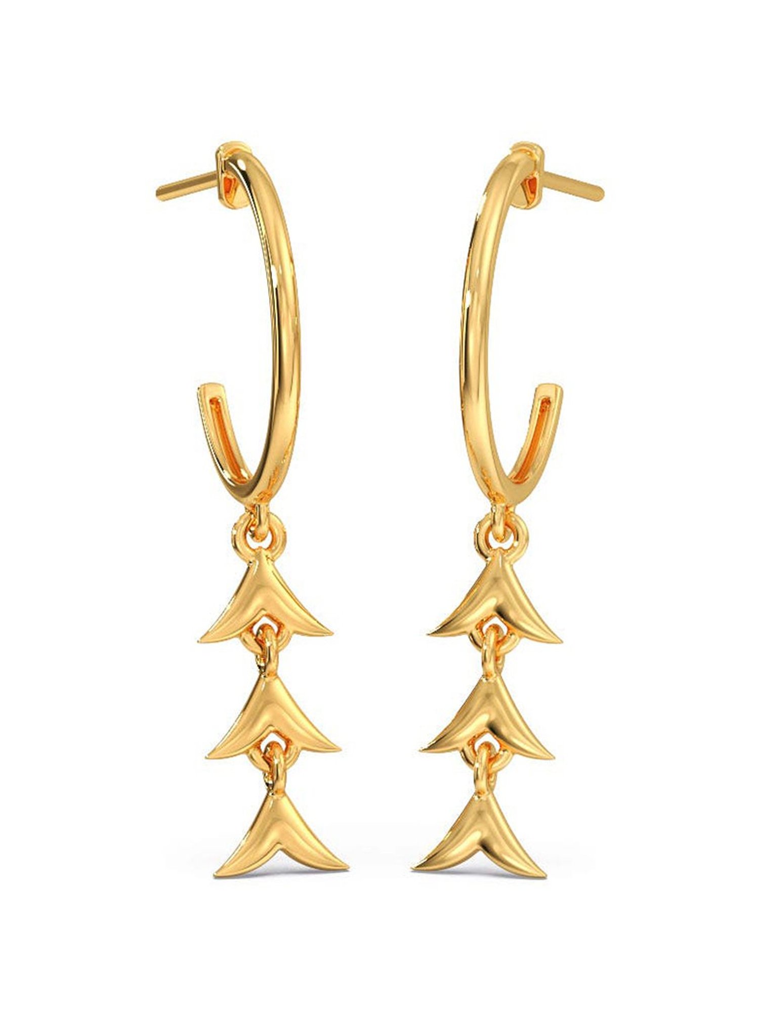 Candere by Kalyan Jewellers BIS Hallmark 18K Yellow Gold Drop Earrings