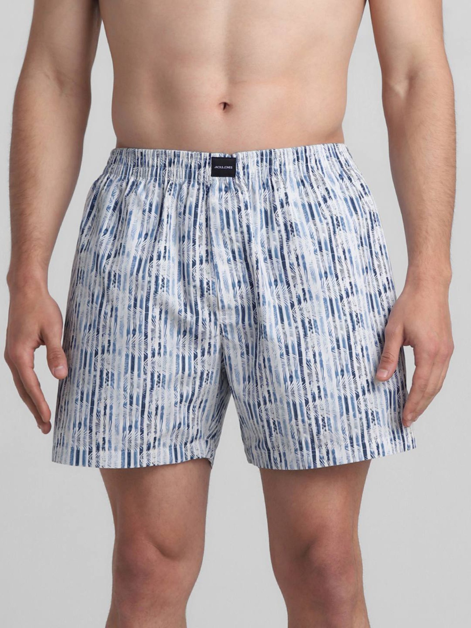 Jack & Jones Ensign Blue Cotton Regular Fit Striped Boxers