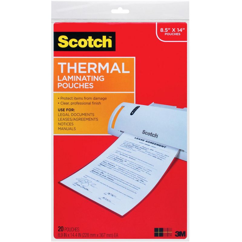 Scotch Thermal Laminating Pouch, 8-9/10 x 14-2/5 Inches, 3 mil Thick, pk of 20