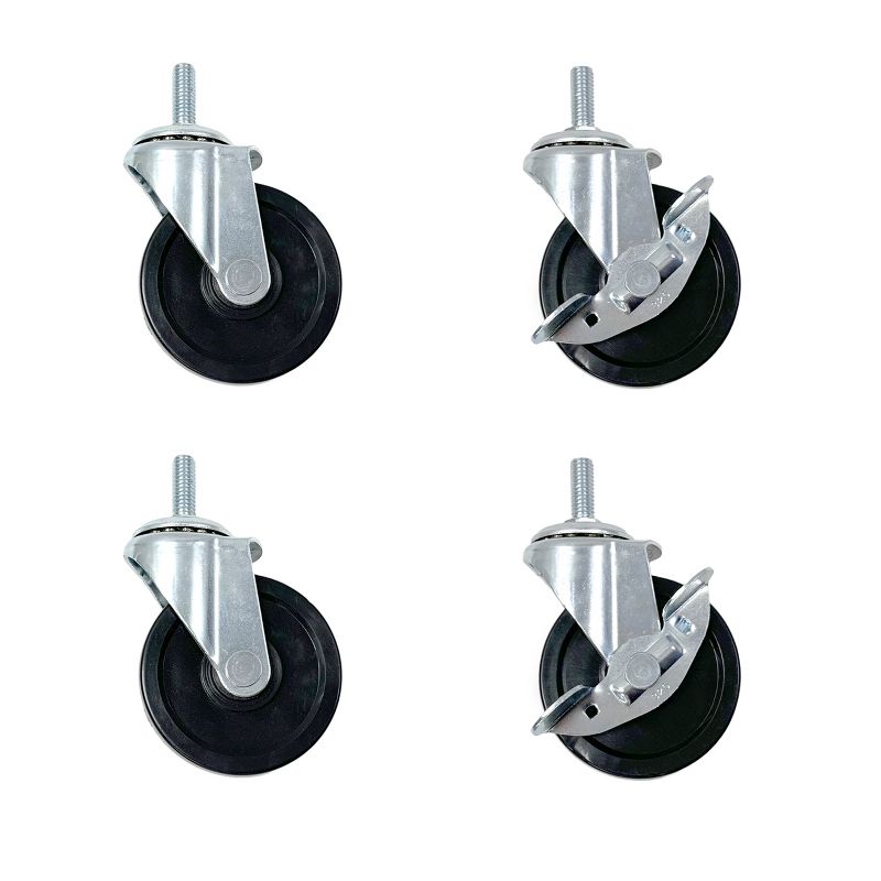 Design Ideas MeshWorks Locking Caster Wheels - Set of 4 Industrial Strength Wheels for Metal Shelving Units