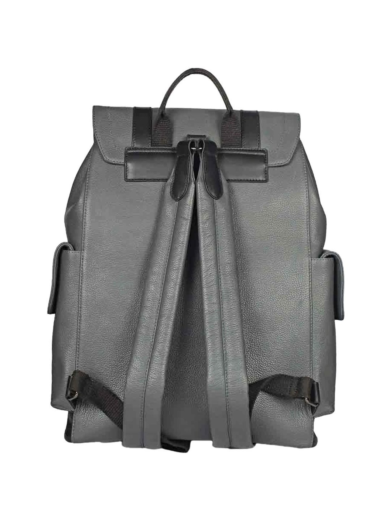 Saint G Grey Leather Medium Backpack