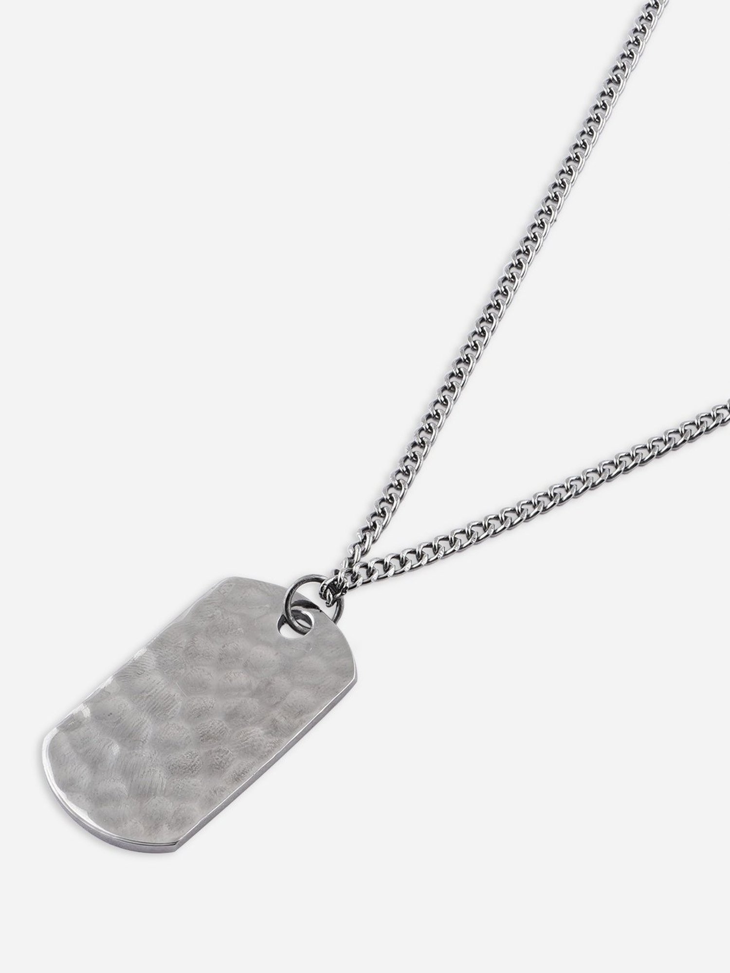 The Bro Code Black Dog Tag Charm Cuban Silver Necklace for Men