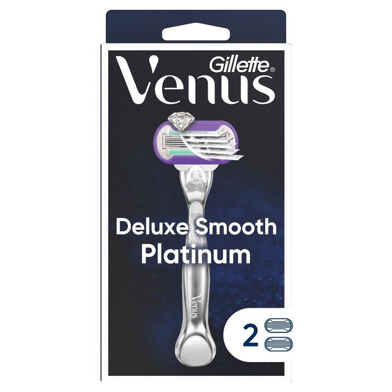 Venus Deluxe Smooth Platinum Women's Metal Handle Razor + 2 Razor Blade Refills