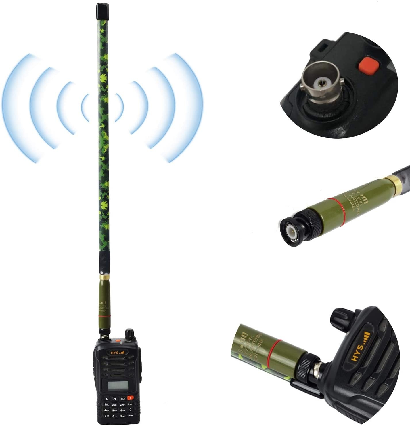 HYS BNC Base 15.3inch Antenna Dual Band VHF UHF HT Antennas for 144/430Mhz (136-174Mhz&400-470Mhz) Icom V86 IC-T7H Yaesu FT-530 Uniden BCD325P2 BC125AT Portable BNC Radio&Scanner