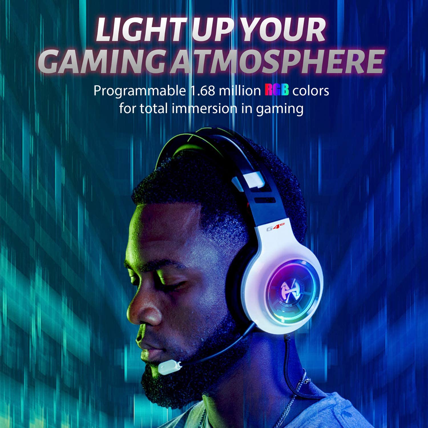 Edifier G4 TE Gaming Headset for PC, PS4, 7.1 Surround Sound Gaming Headphones with Noise Canceling Microphone, USB Over-Ear Headphone Wired with RGB Light, 50mm Driver for Mac, Laptop,Black