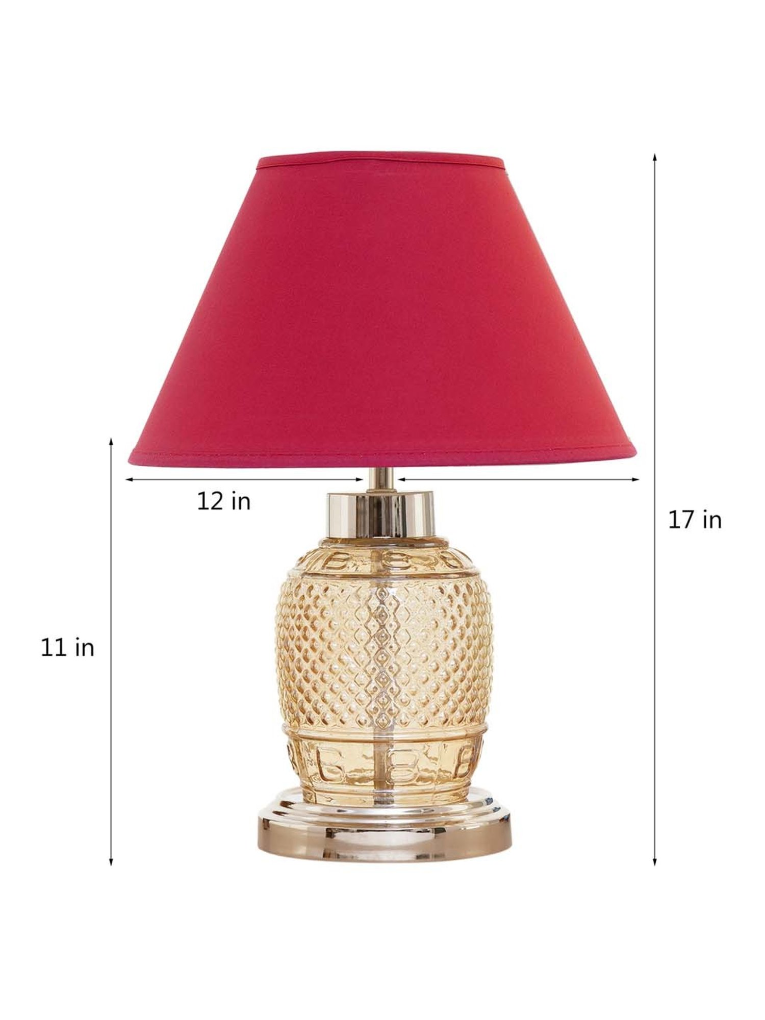 Kapoor E Illuminations 'Sanna' Maroon & Antique Gold Glass Table Lamp - Set of 1