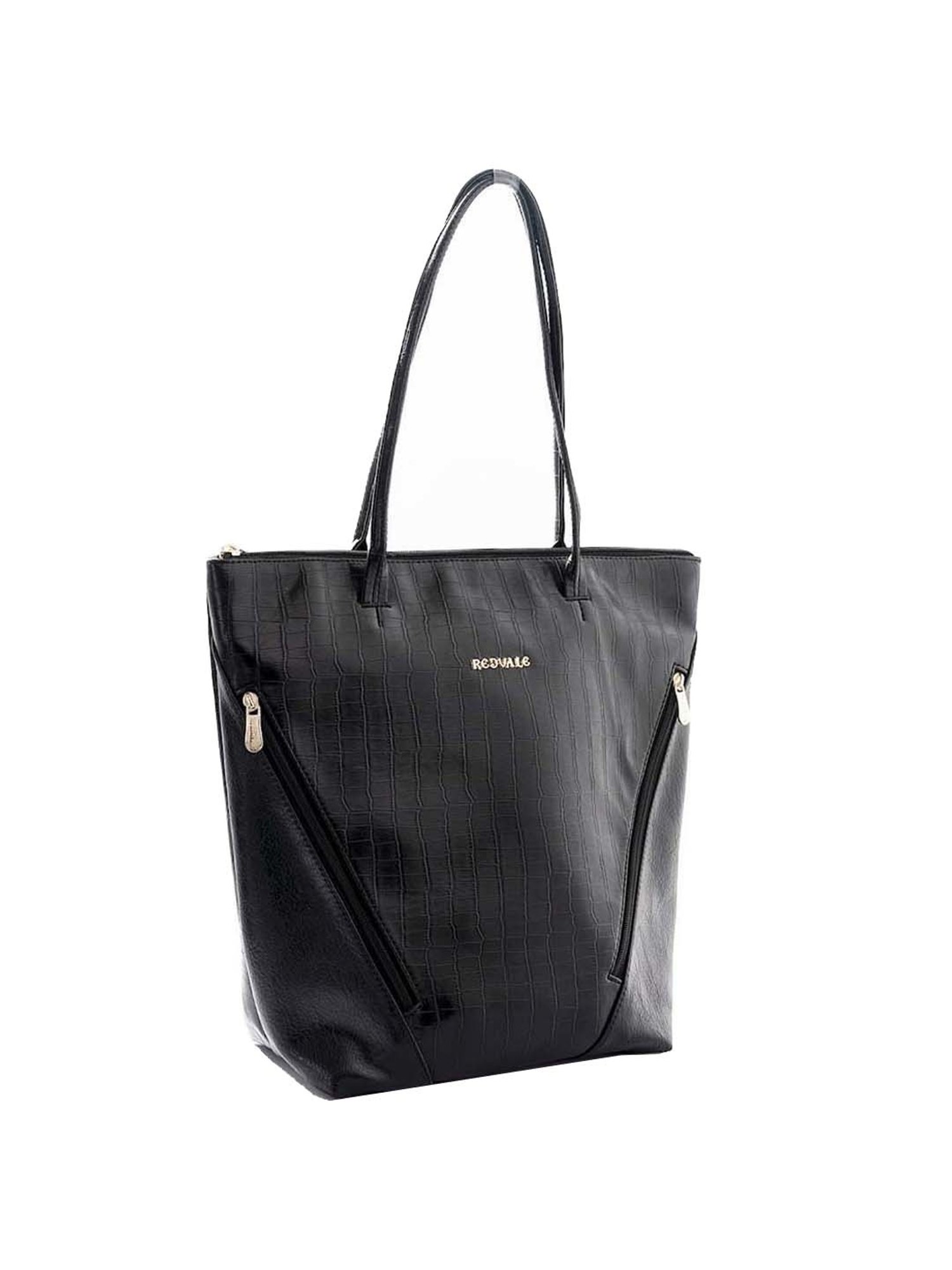 REDVALE Black Textured Large Tote Handbag