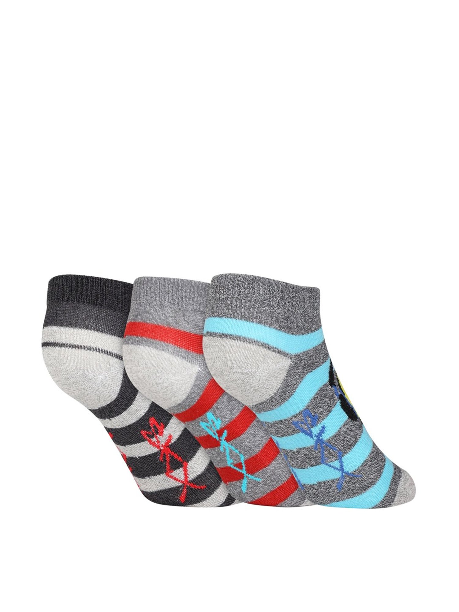 Skechers Low Cut Multicolor Striped Socks for Boys - Pack of 3