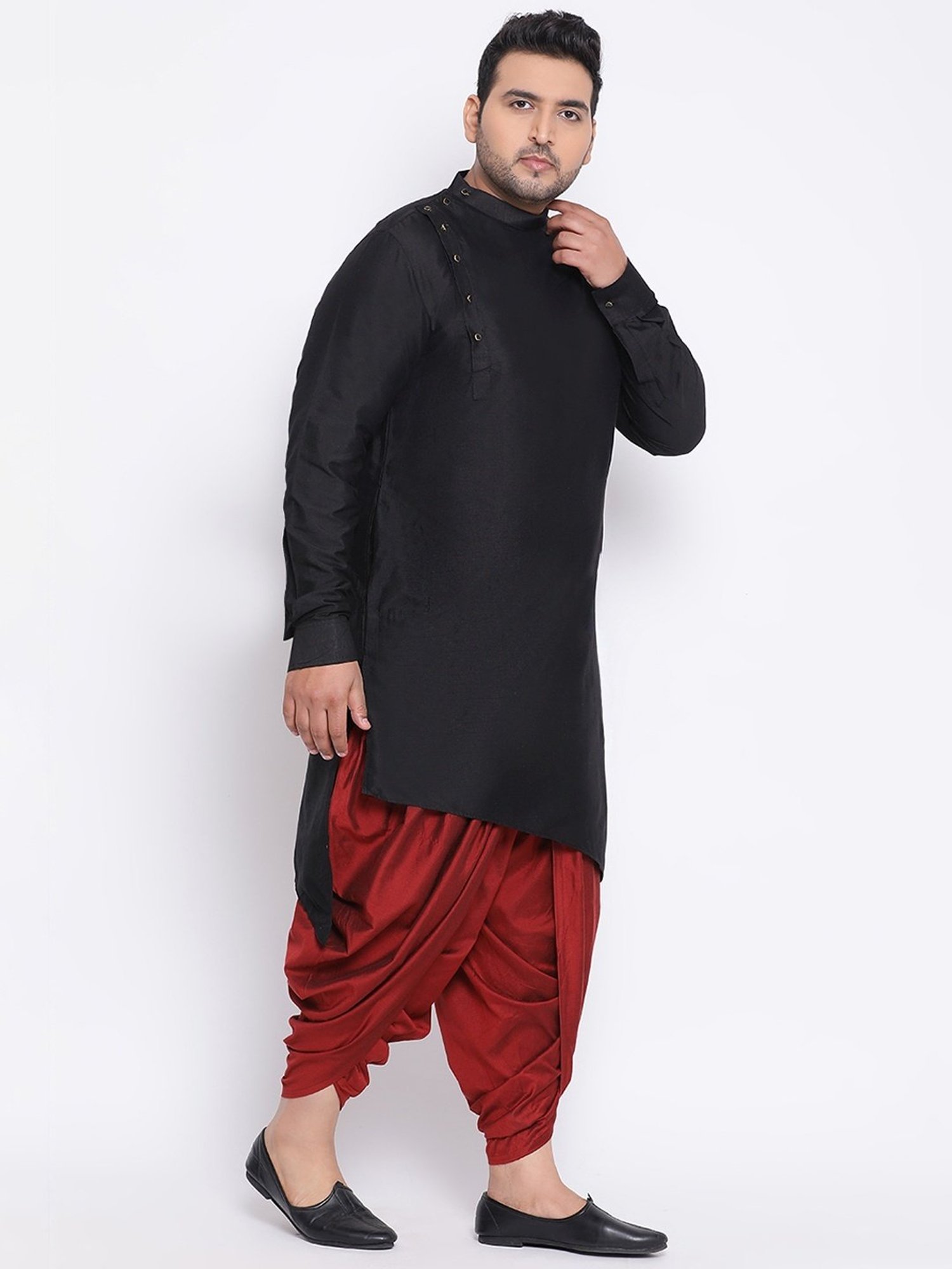 KISAH PLUS Black & Red Regular Fit Kurta Bottom Set