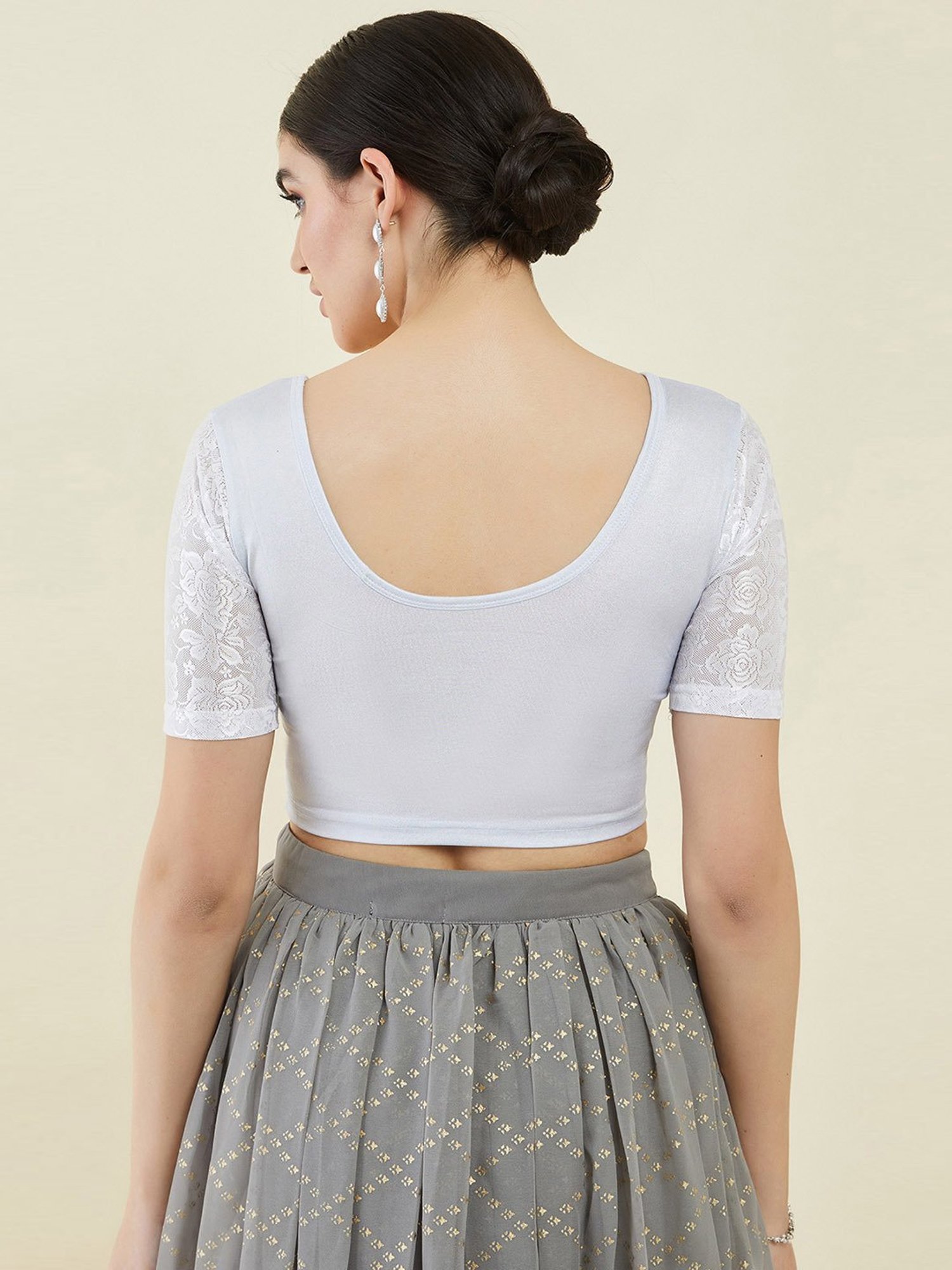 Soch Silver Plain Readymade Blouse