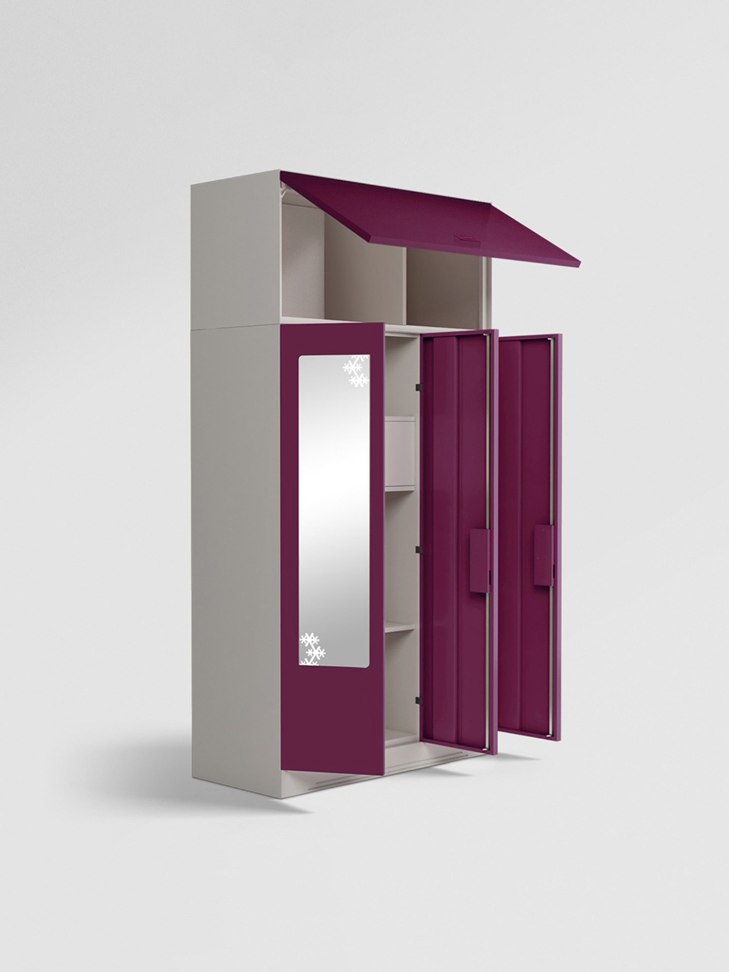 Godrej Interio Slimline 3-Door Steel Almirah, Purple (1-Year Warranty, 1 Locker, 2 Drawers,OHU)