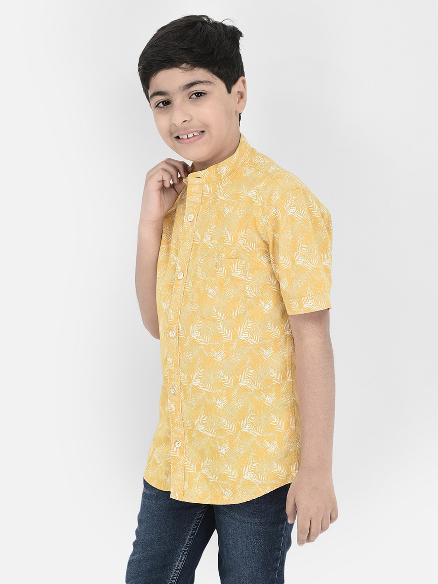 Crimsoune Club Boys Yellow Printed Shirt