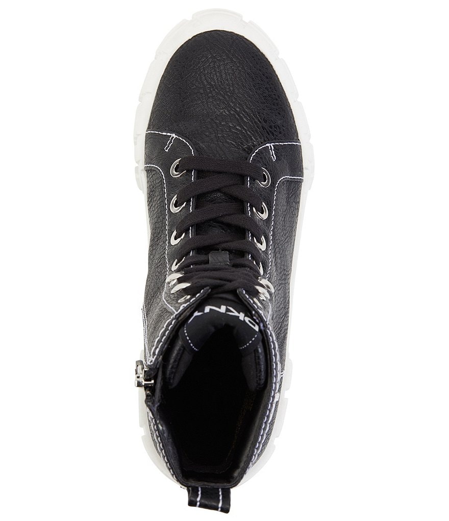DKNY Peri High Top Leather Lace-Up Platform Lug Sole Sneakers