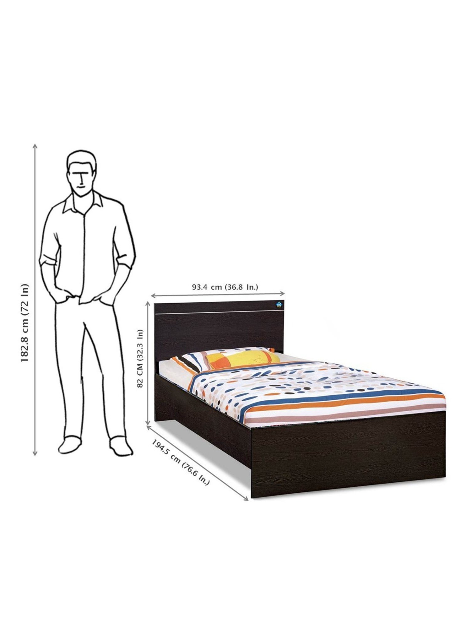 Delite Kom Jazz Flowery Wenge Engineered Wood Single Bed