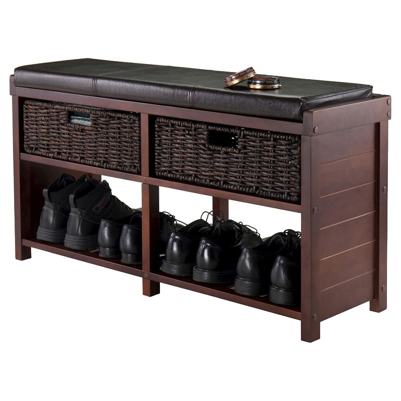 Colin Entryway Storage Bench with Cushion Cappuccino - Winsome