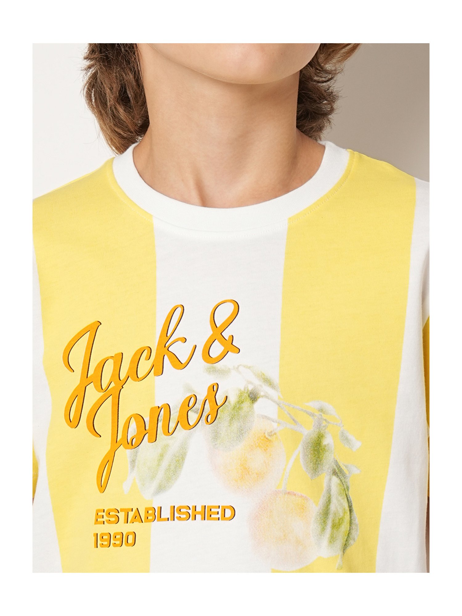 Jack & Jones Junior Yellow & White Striped T-Shirt