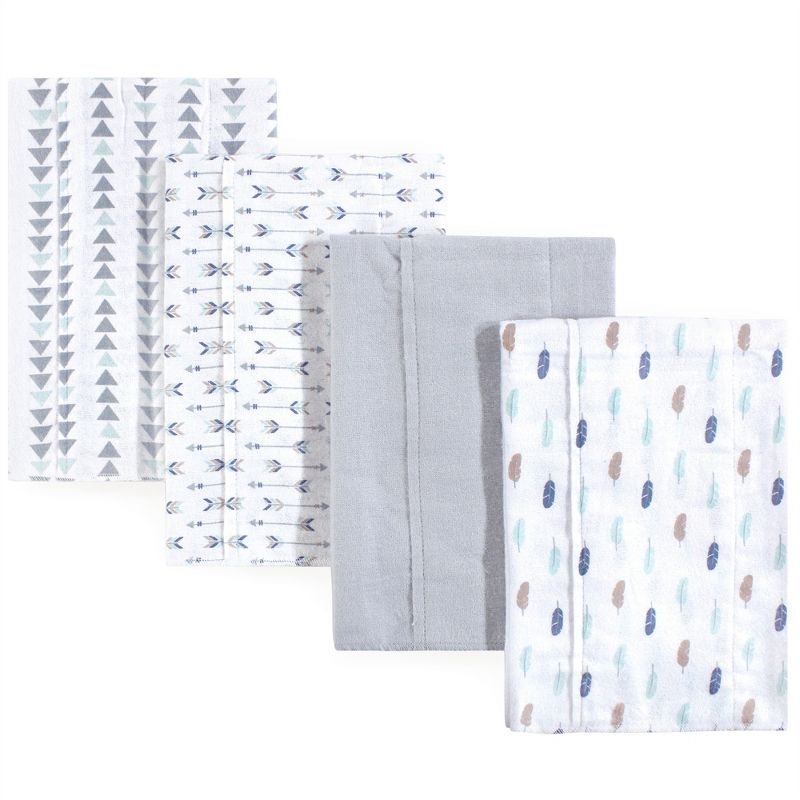 Luvable Friends Baby Boy Cotton Flannel Burp Cloths 4pk, Boy Feathers, One Size