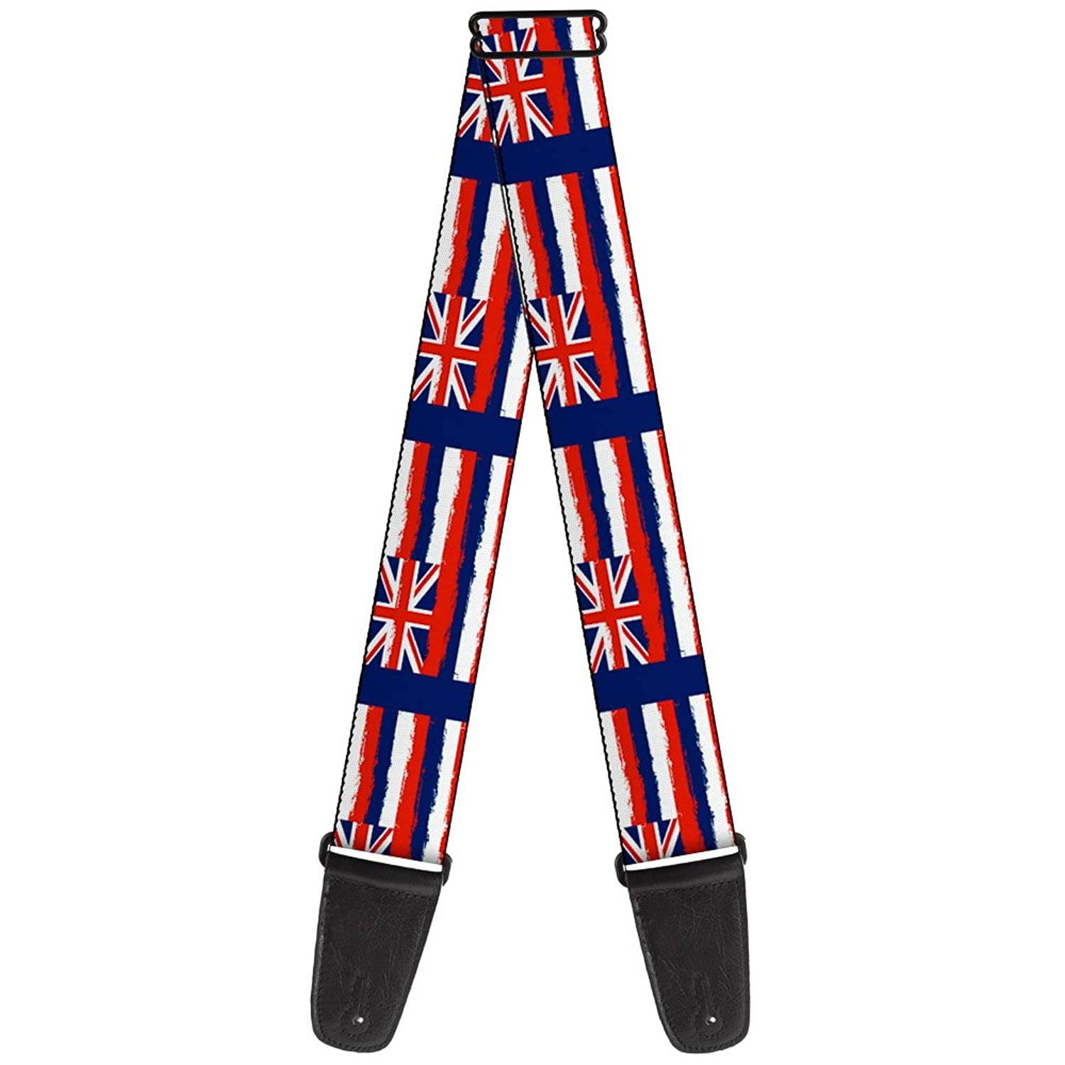 Guitar Strap Hawaii Flags Weathered Blue Red White 2 Inches Wide