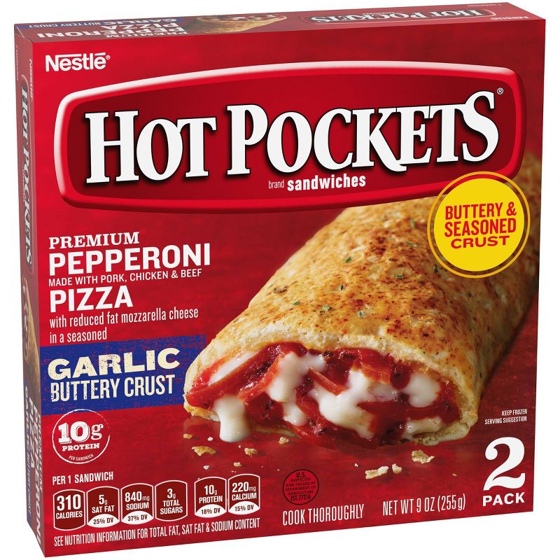 Hot Pockets Garlic Buttery Crust Pepperoni Pizza Sandwiches - 9oz/2ct