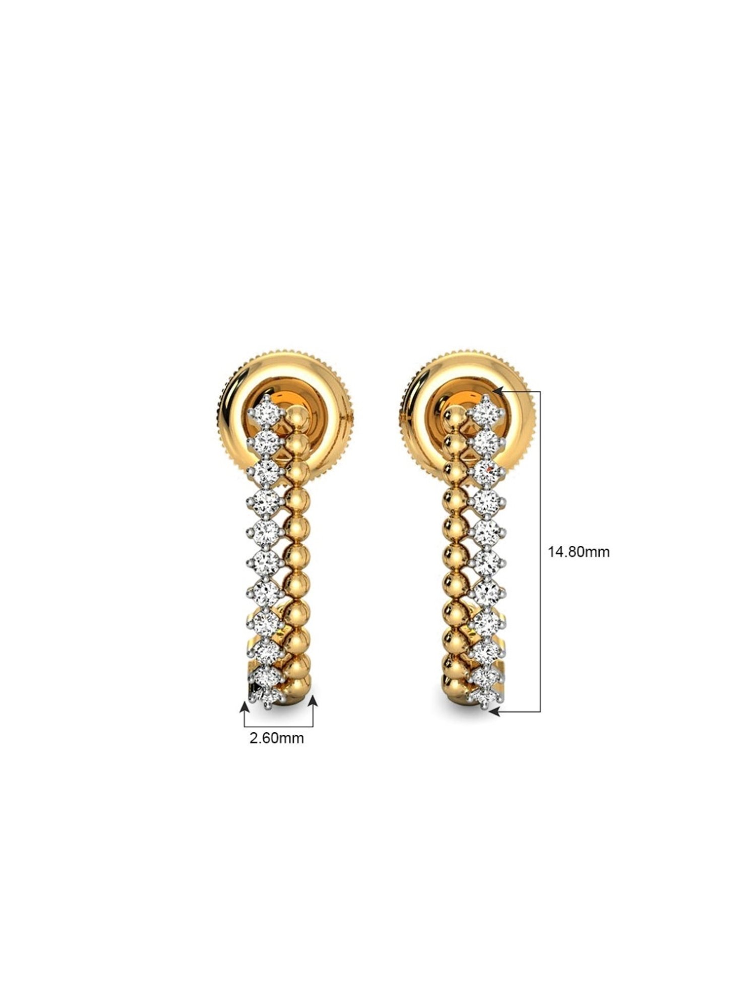 Candere by Kalyan Jewellers Peacock Collection 18k Yellow Gold Diamond Hoop Earrings for Women