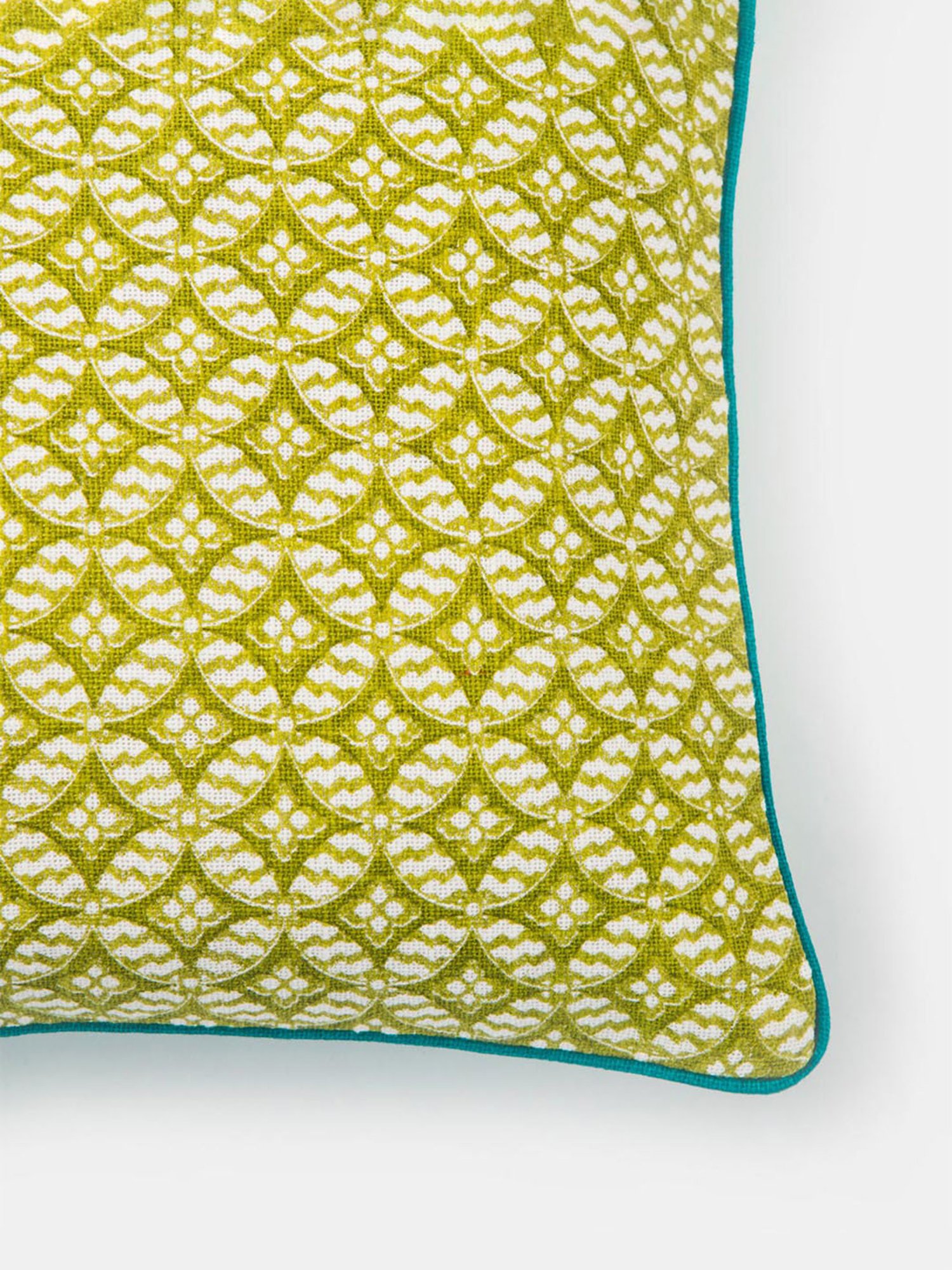 Fabindia Blue & Green Cotton 49 TC 240 GSM Magnolia Cushion Cover