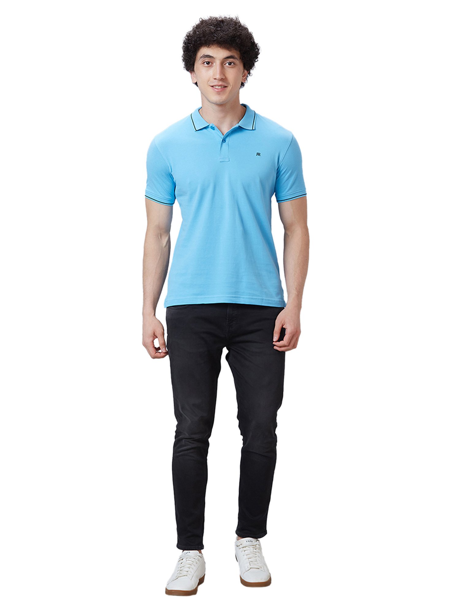Raymond Light Blue Contemporary Fit Polo T-Shirt