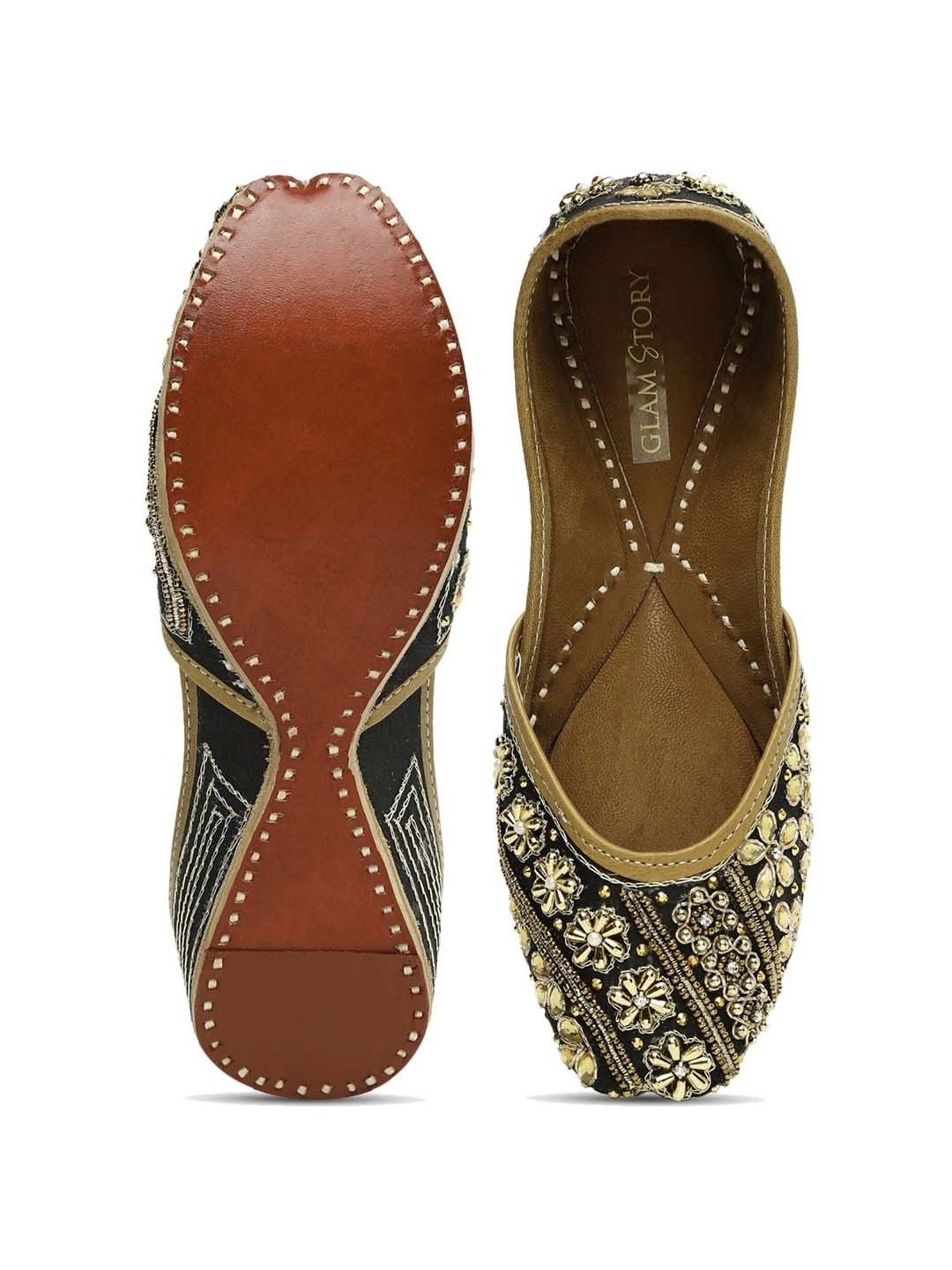 Glam Story Women's Black Ethnic Juttis
