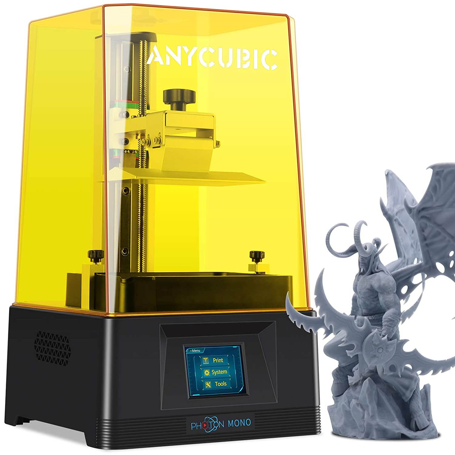 ANYCUBIC Photon Mono 3D Printer UV LCD Resin 3D Printer UV Photocuring with 6.08'' 2K High Resolution Screen Parallel Light Source 8x Anti-aliasing Fast & Off-line Print 130x80x165mm/5.1x3.1x6.5in