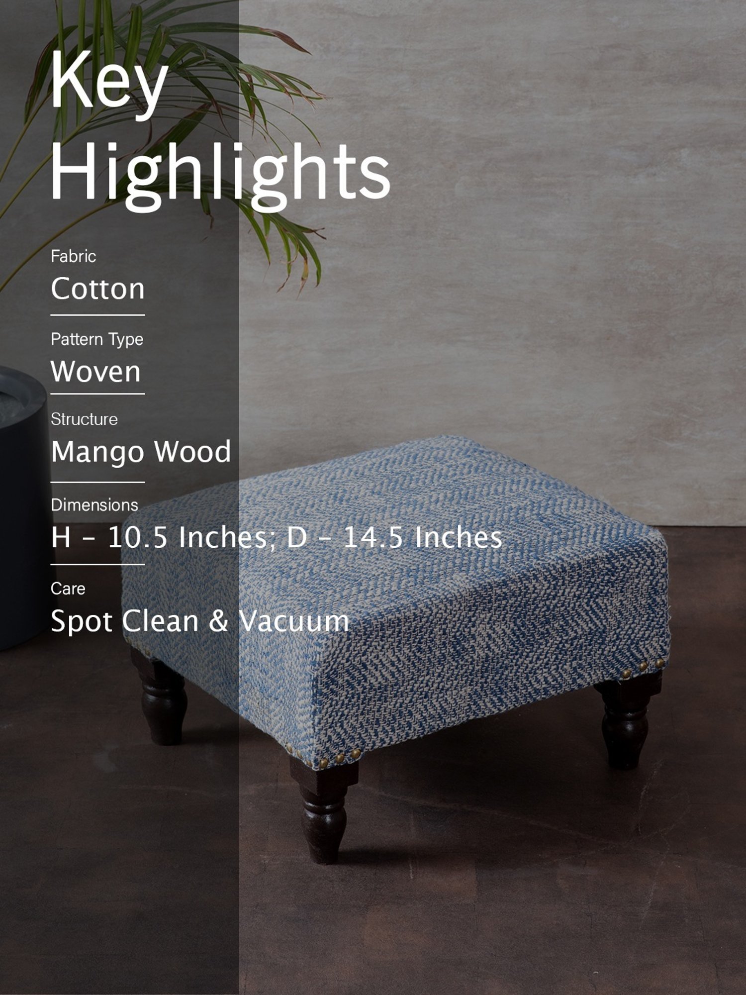 Chumbak Jodhpur Sailor Solid Blue Sheesham Wood Bench