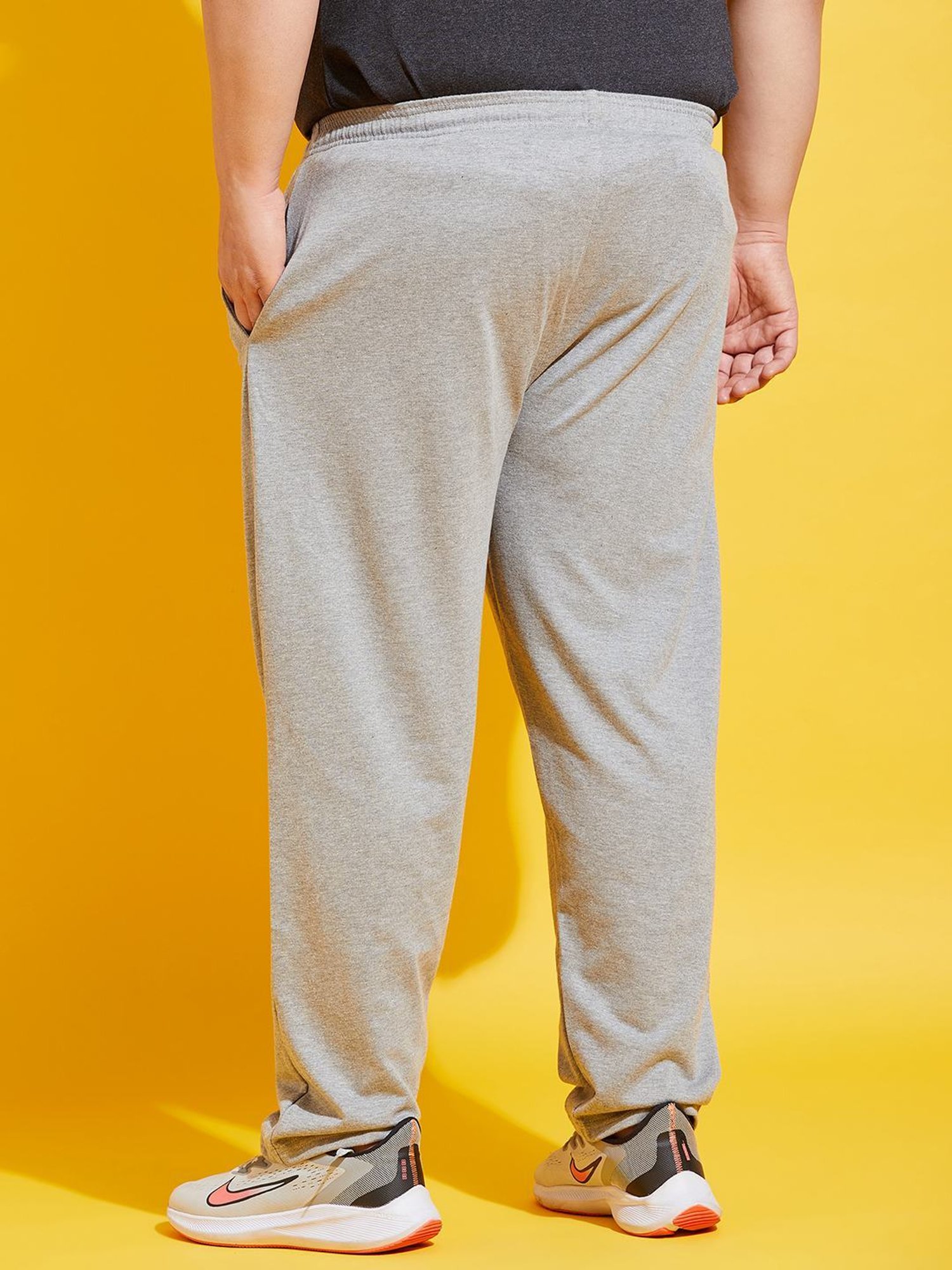 Bigbanana Plus Size Grey Cotton Regular Fit Trackpants