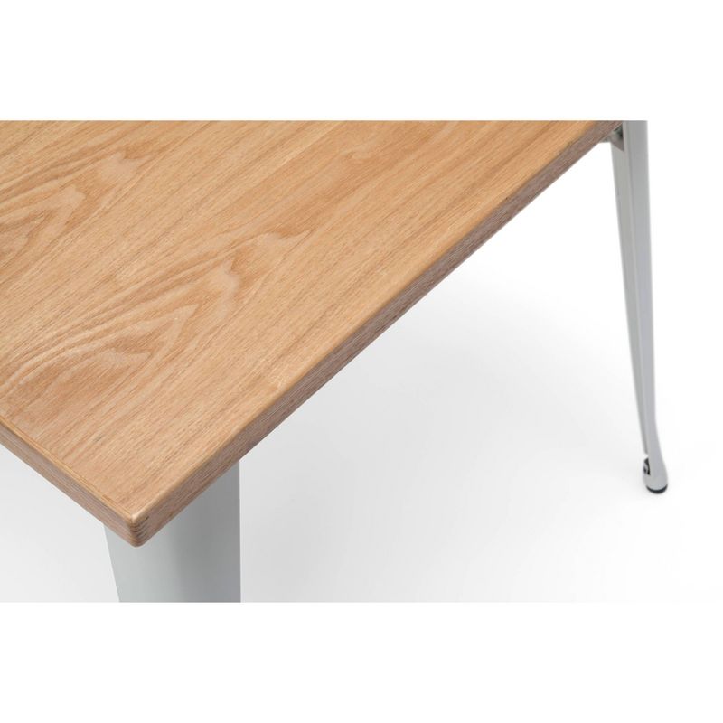 30" Modern Square Dining Table with Wooden Tabletop and Galvanized Steel Body White/Natural - OFM