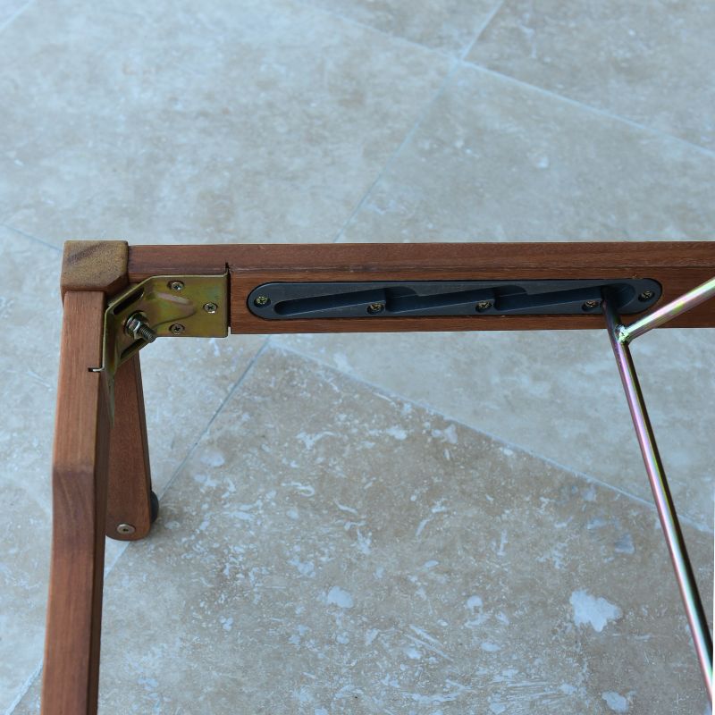 Laguna Beach Eucalyptus Patio Wheel Lounger with Black Sling - Amazonia