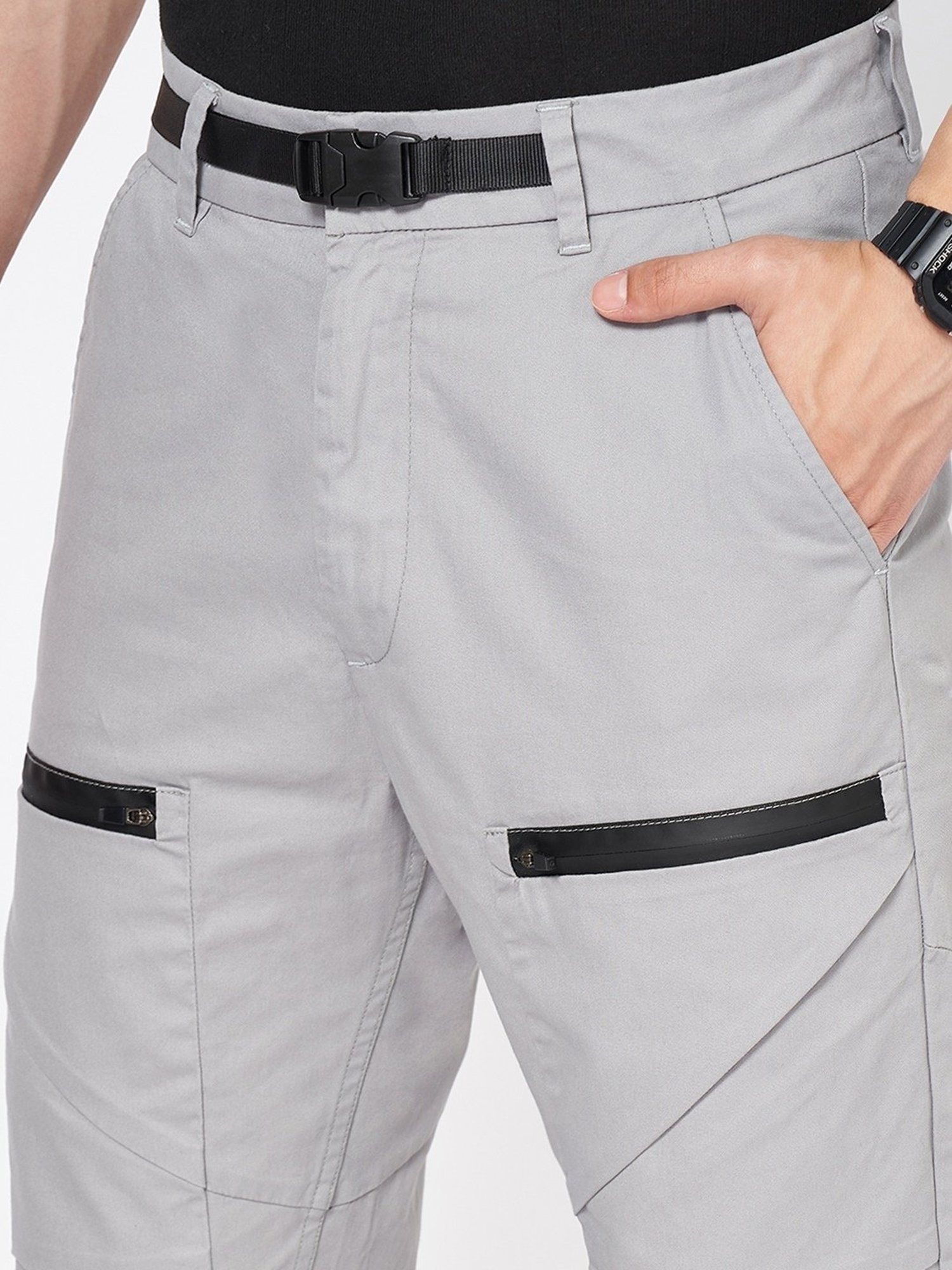 Street 808 by Pantaloons Gray Dawn Cotton Regular Fit Solid Trackpant