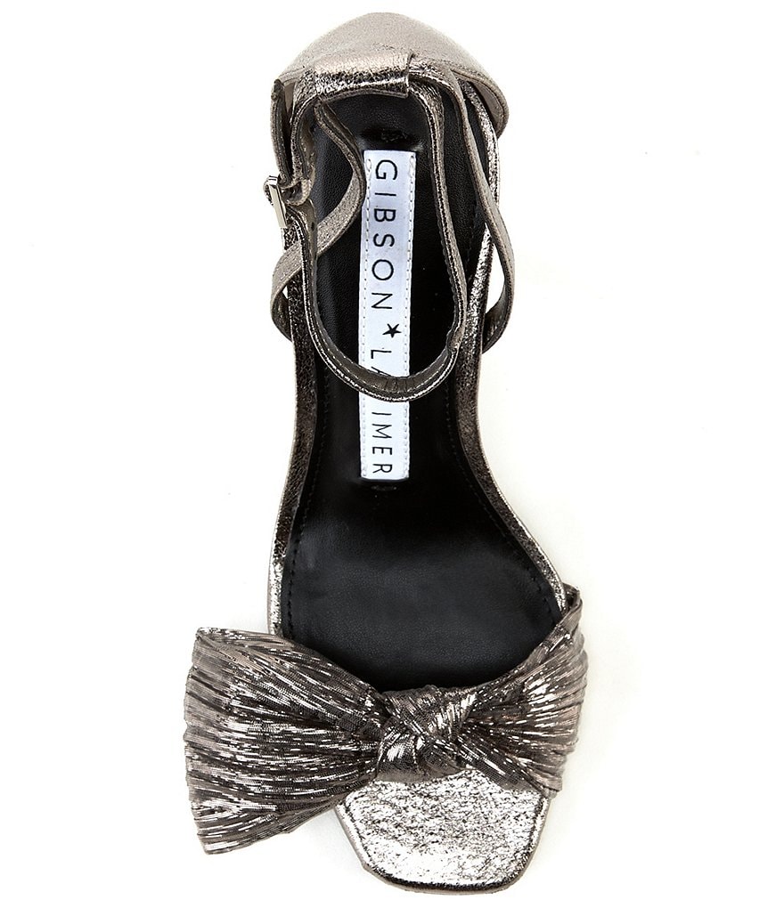 Gibson & Latimer Tawny Lame Ankle Strap Bow Detail Dress Sandals