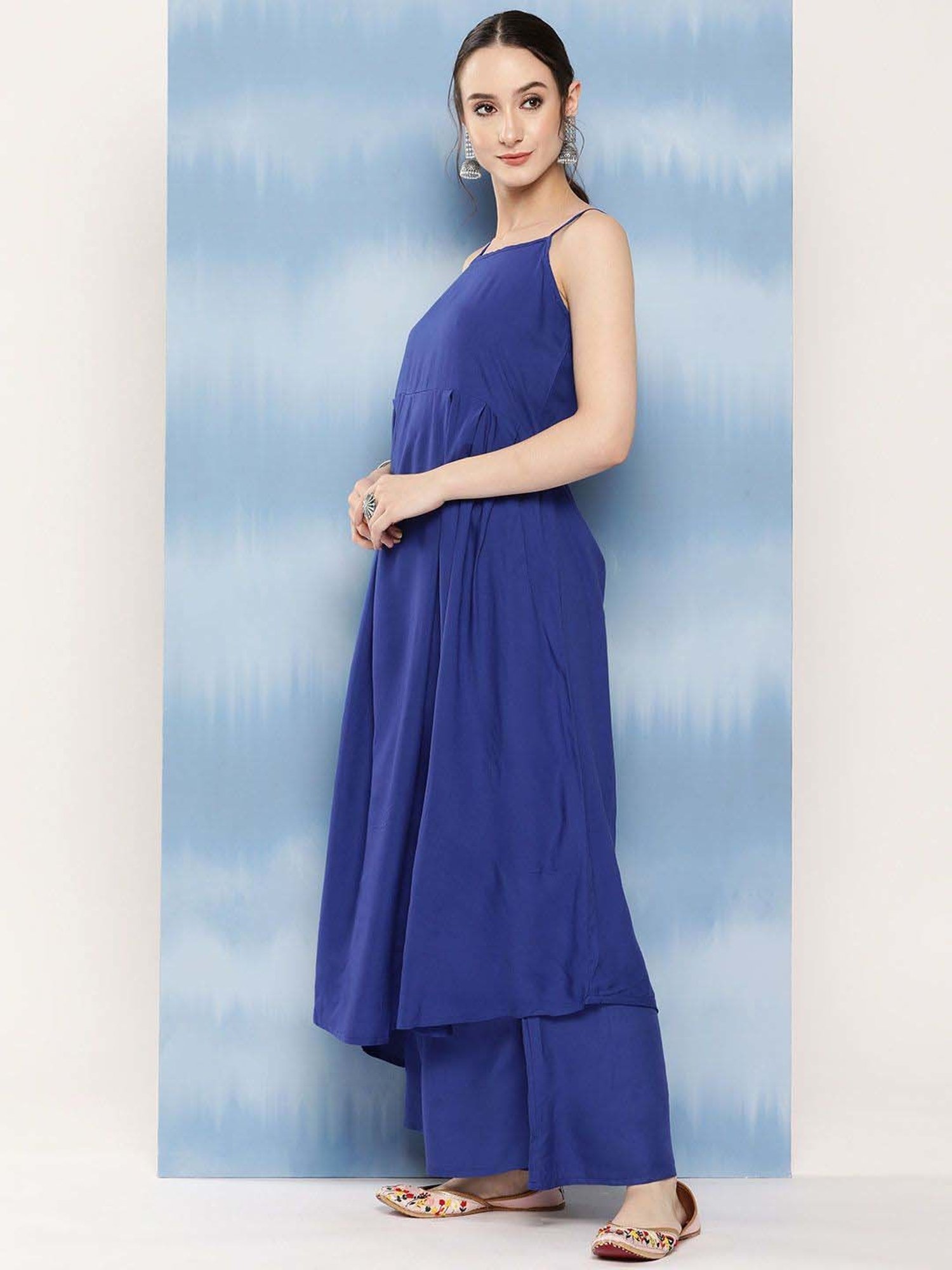 Inweave Blue & Navy Kurta & Palazzo Set with Dupatta