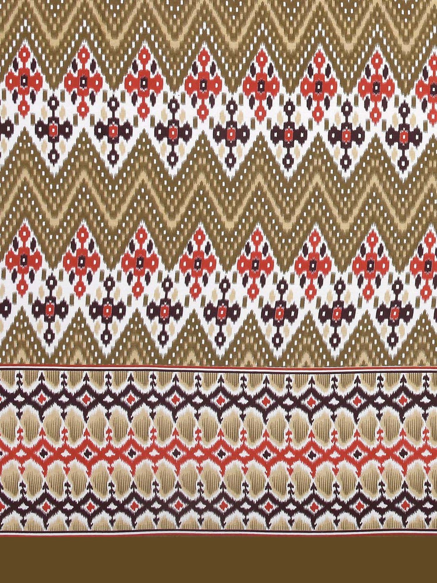 Living Roots Brown & Red Cotton 200 TC Super King Bedsheet with 2 Pillow Covers